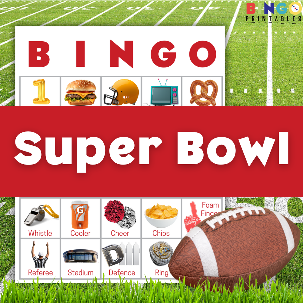 Super Bowl Bingo Cards 🏈 200 Printable Unique Game Cards Bingo Printables