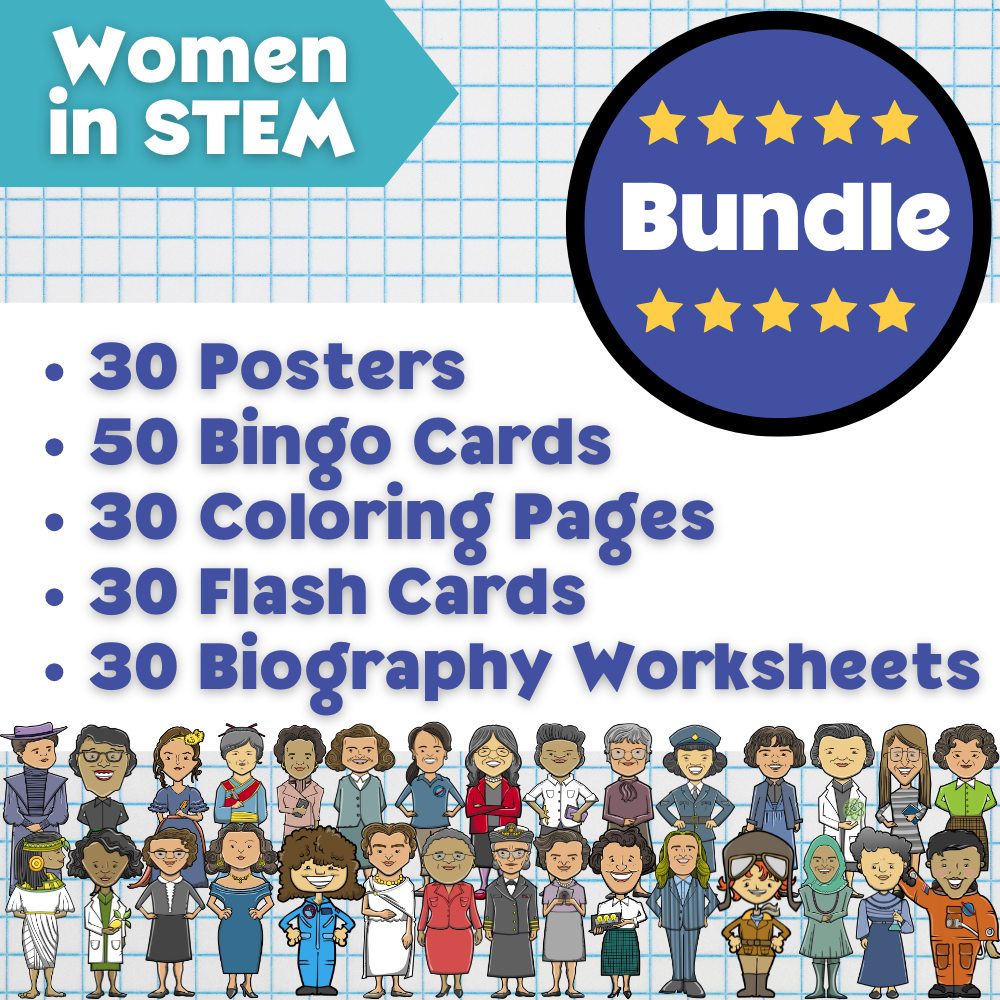 Women in STEM printable worksheets, game, coloring pages, and flashcards – fun and educational activities for kids