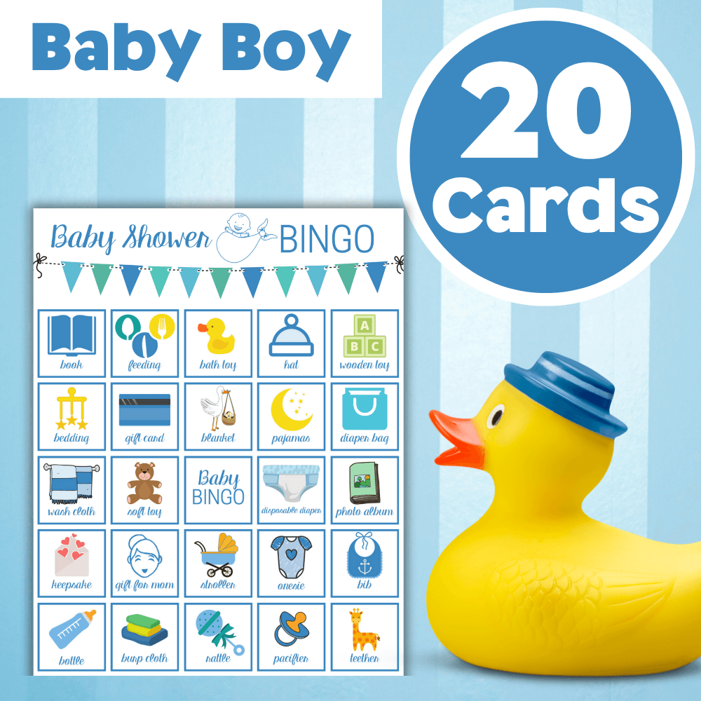 20 baby boy bingo printable game cards