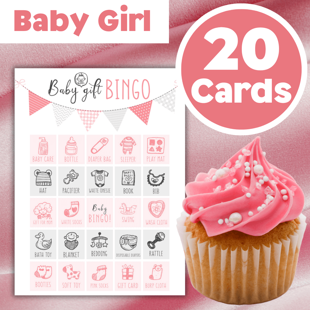 20 baby girl bingo printable game cards