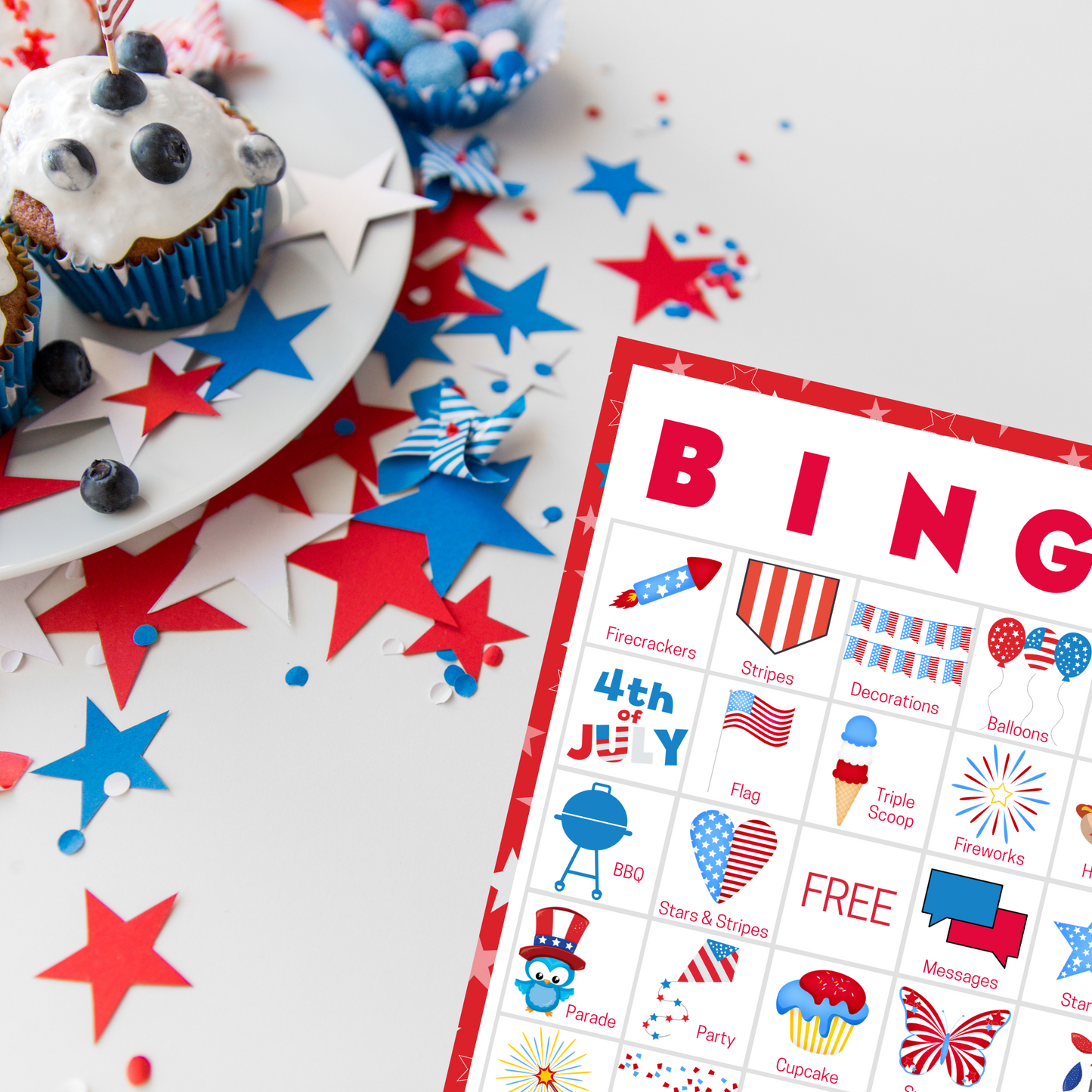 Colorful 4th of july bingo cards printable