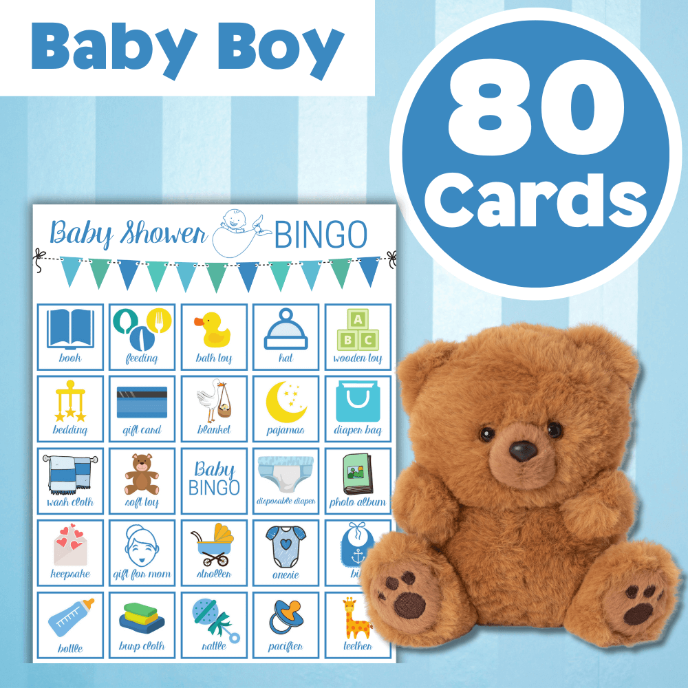 80 baby boy bingo printable game cards