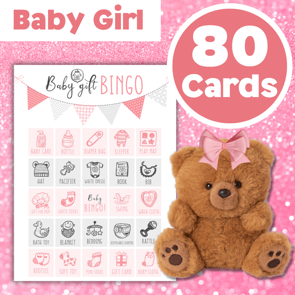 80 baby girl bingo printable game cards