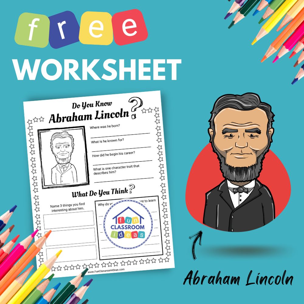 Abraham Lincoln bio worksheet for kids