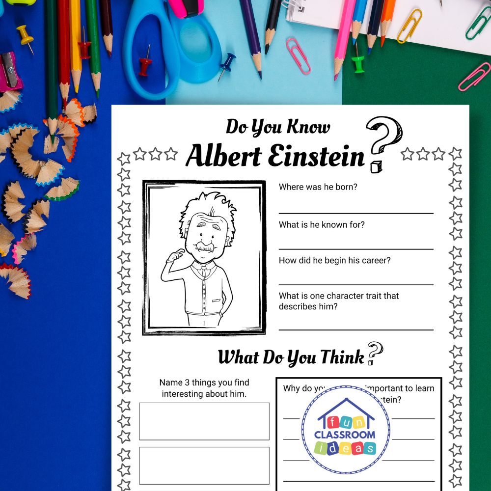 Albert Einstein free worksheet