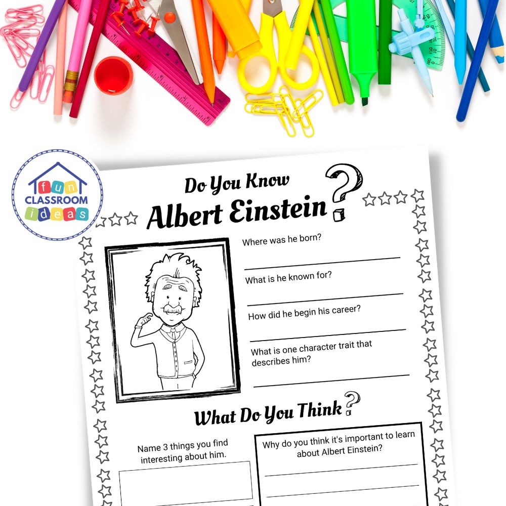 Albert Einstein worksheet biography