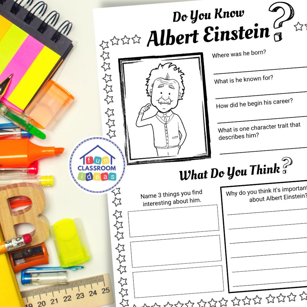 Albert Einstein worksheets interactive worksheet