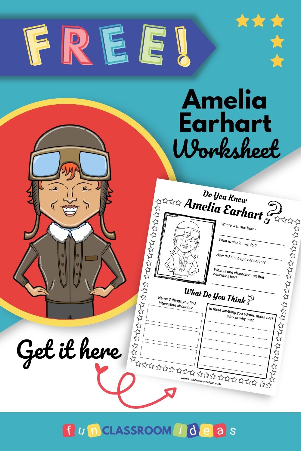 Use this Free Amelia Earhart Biography Worksheet For Your Students ...