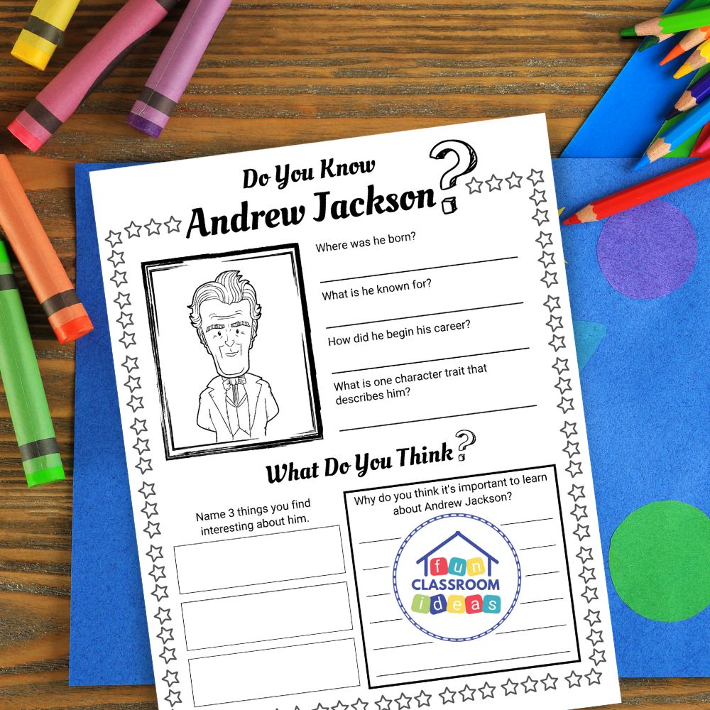 Andrew Jackson coloring worksheet