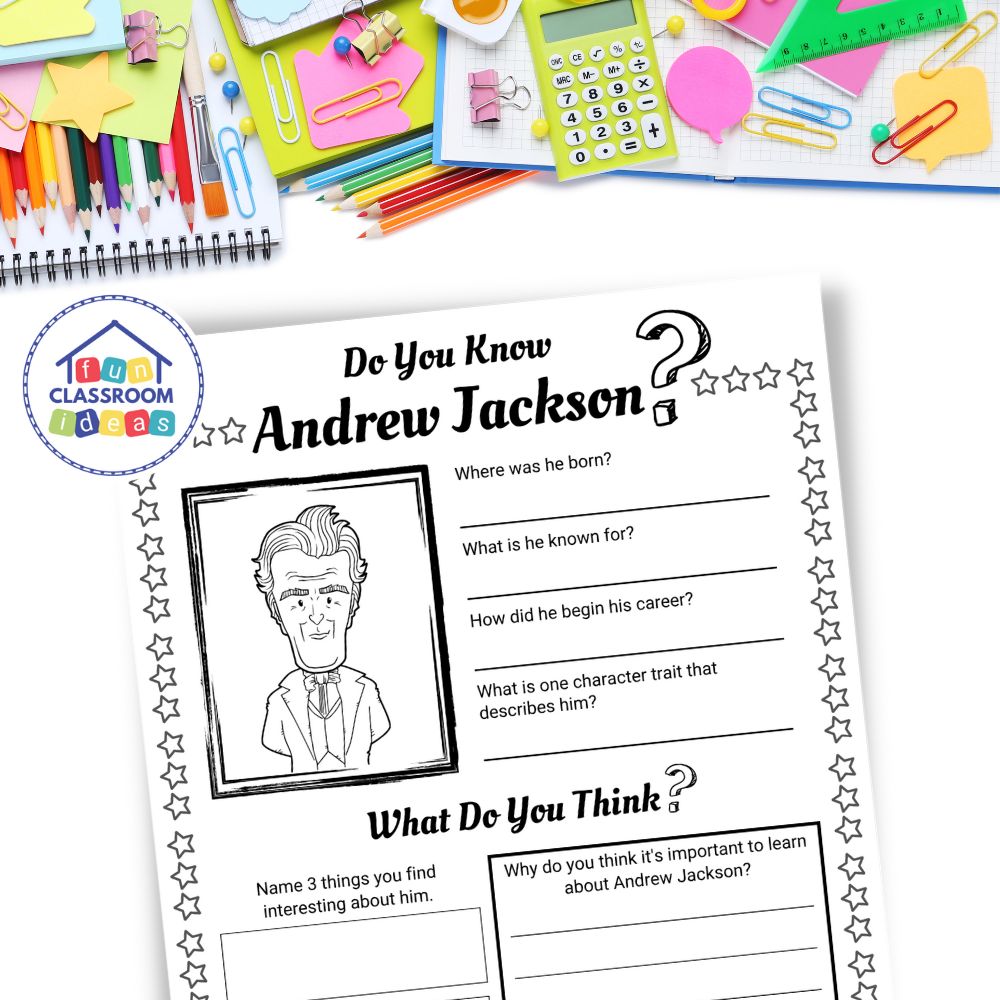 Andrew Jackson coloring worksheets