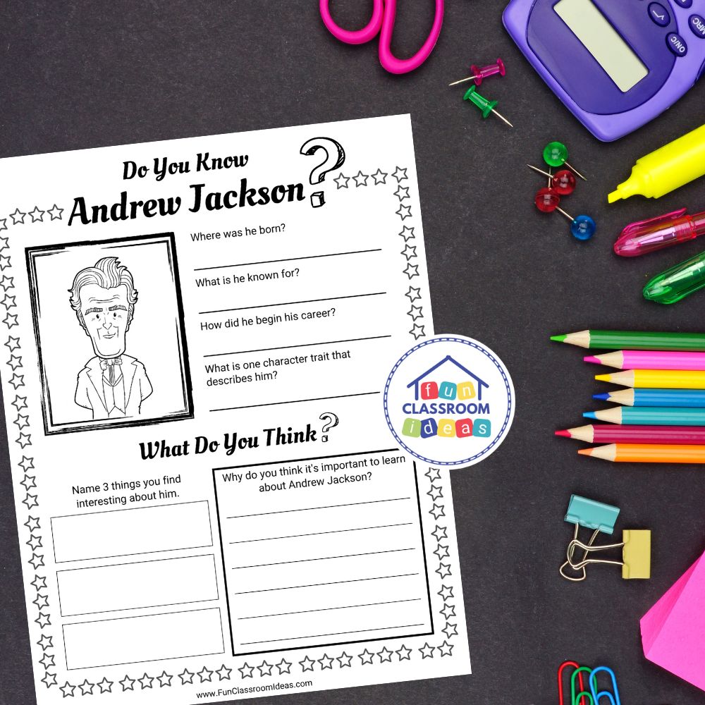 Andrew Jackson free worksheet