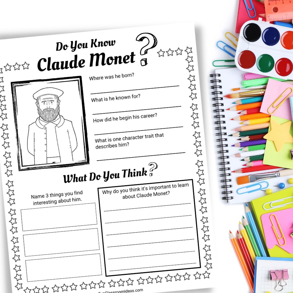 Claude Monet worksheet