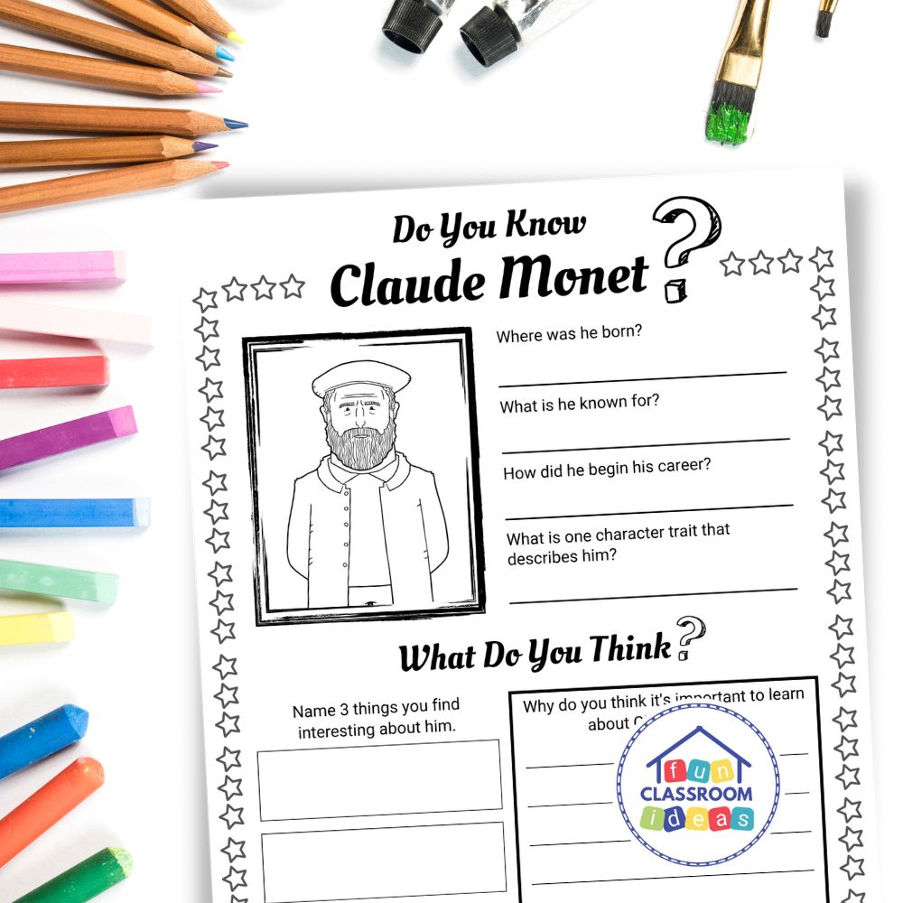 Claude Monet worksheets lesson