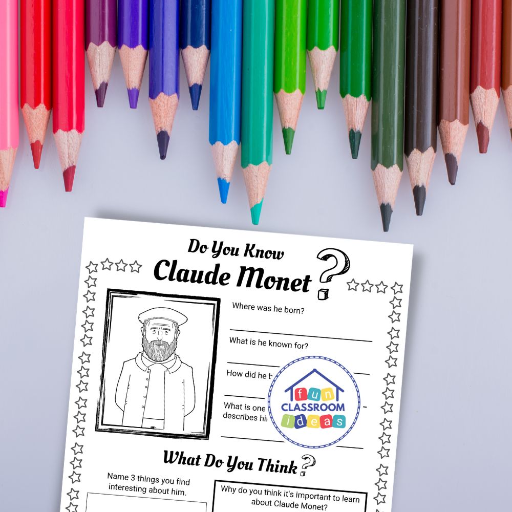 Claude Monet worksheets printable