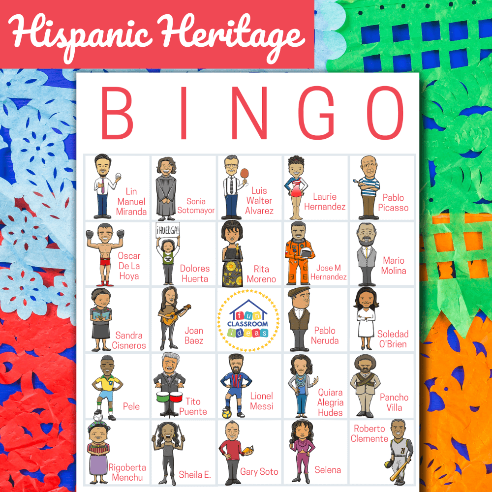 Educational bingo for Hispanic heritage