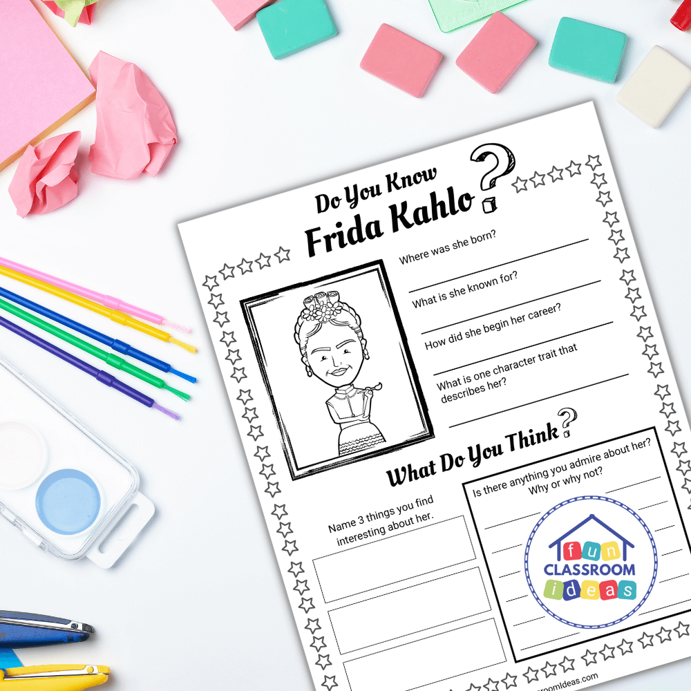 Frida Kahlo worksheet educational resources