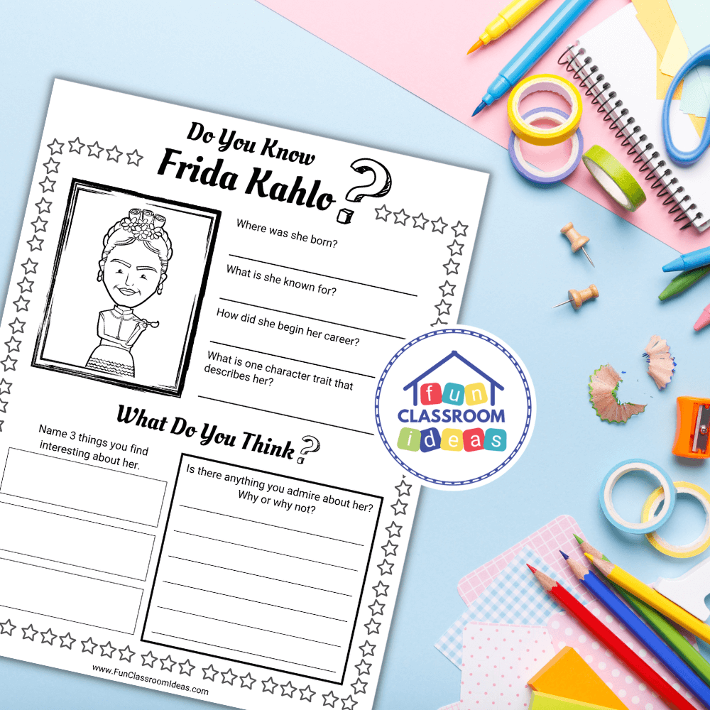 Frida Kahlo worksheet for kids