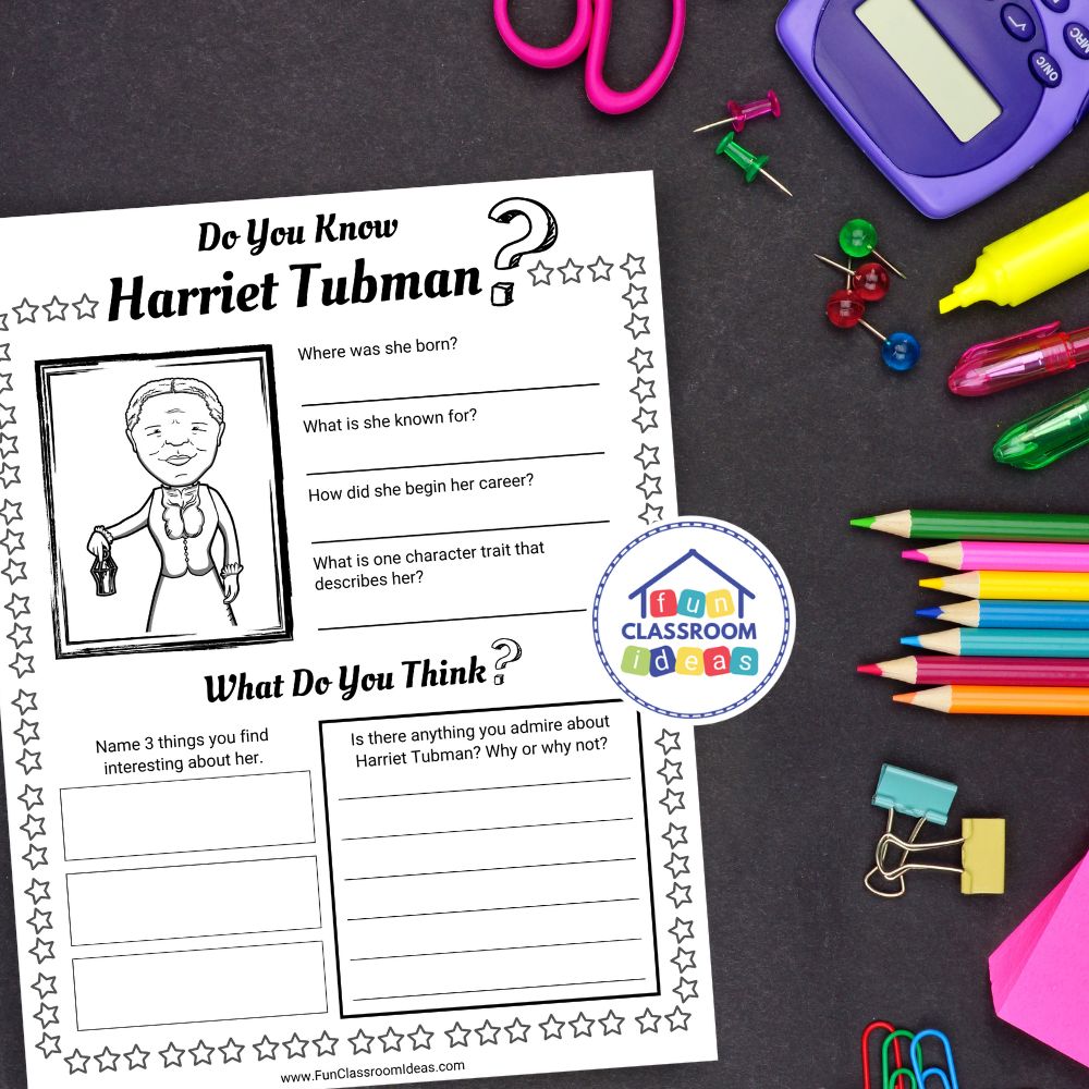 Harriet Tubman free worksheet