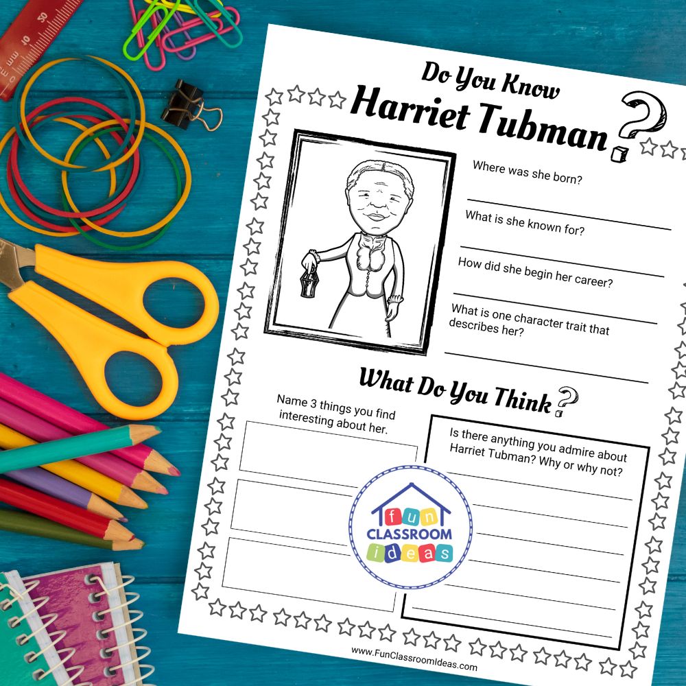 harriet tubman biography worksheet