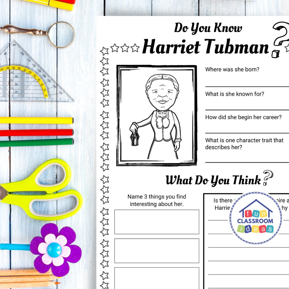 Harriet Tubman worksheet elementary