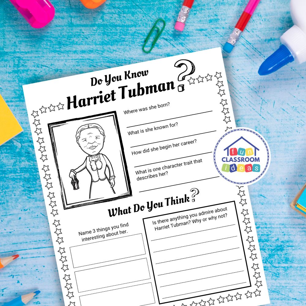 Harriet Tubman worksheet free