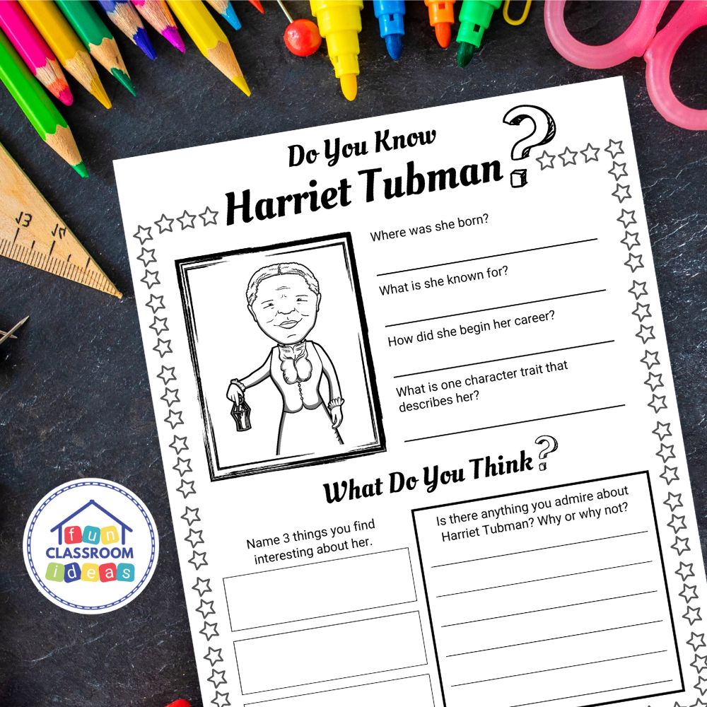 Harriet Tubman worksheets biography