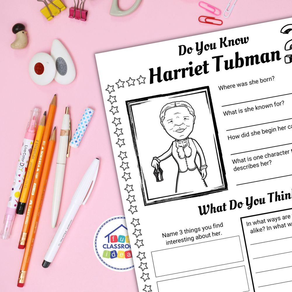 Harriet Tubman worksheets lesson