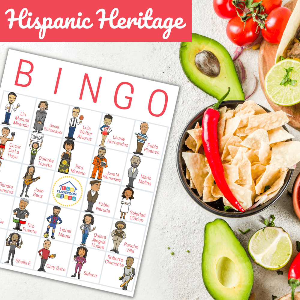 Hispanic heritage bingo game cards