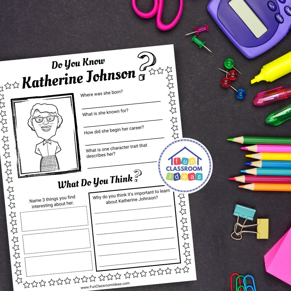 Katherine Johnson free worksheet