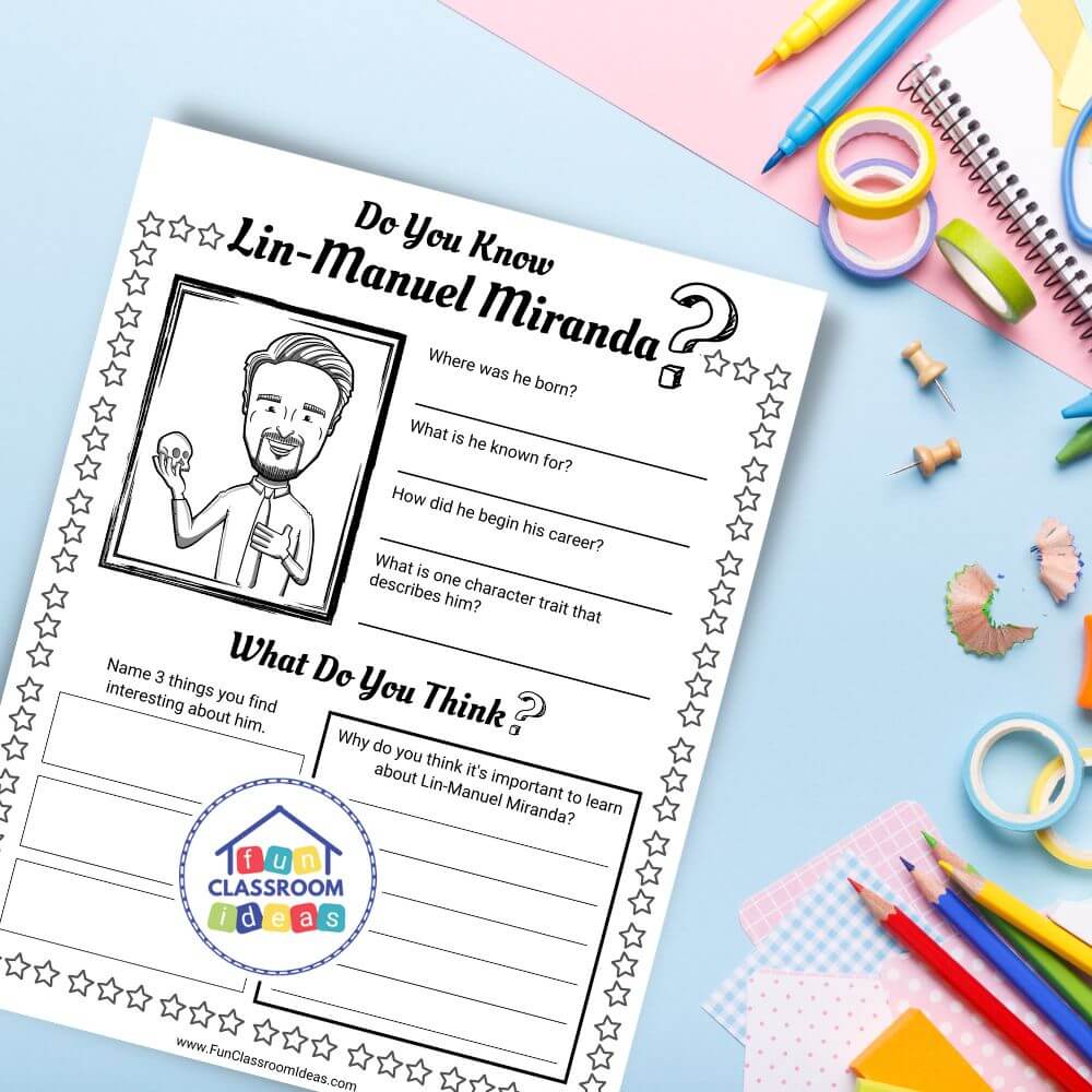 Lin-Manuel Miranda worksheet elementary