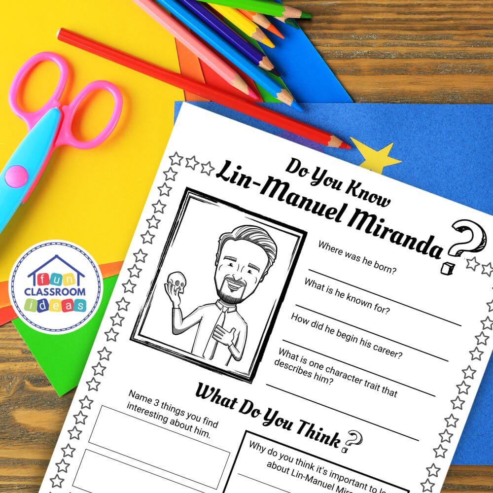 Lin-Manuel Miranda worksheet printable