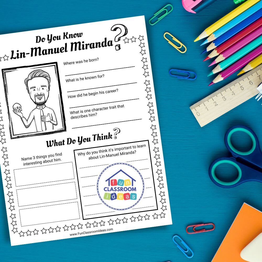 Lin-Manuel Miranda worksheets biography