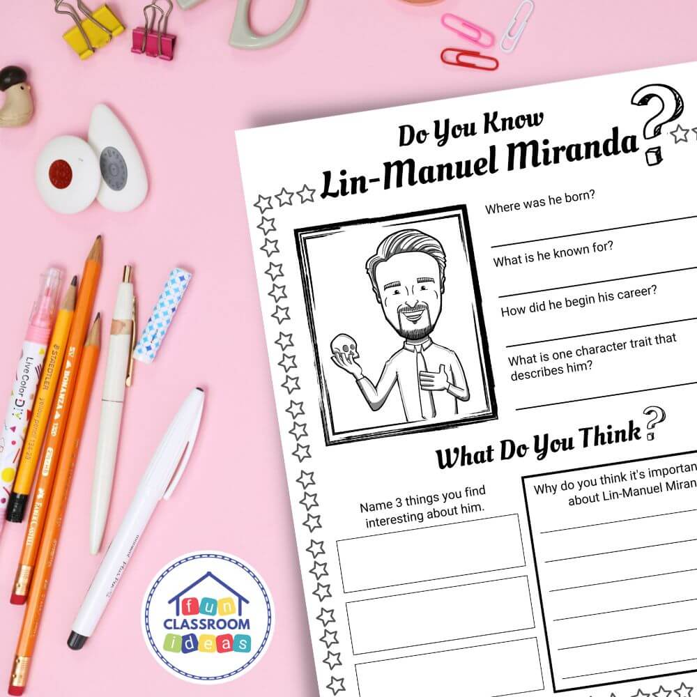 Lin-Manuel Miranda worksheets coloring pages