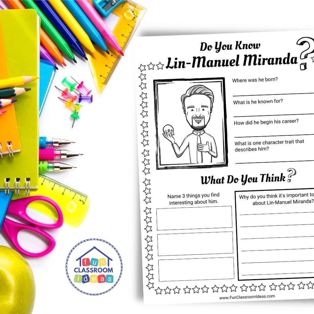 Lin-Manuel Miranda worksheets interactive worksheets