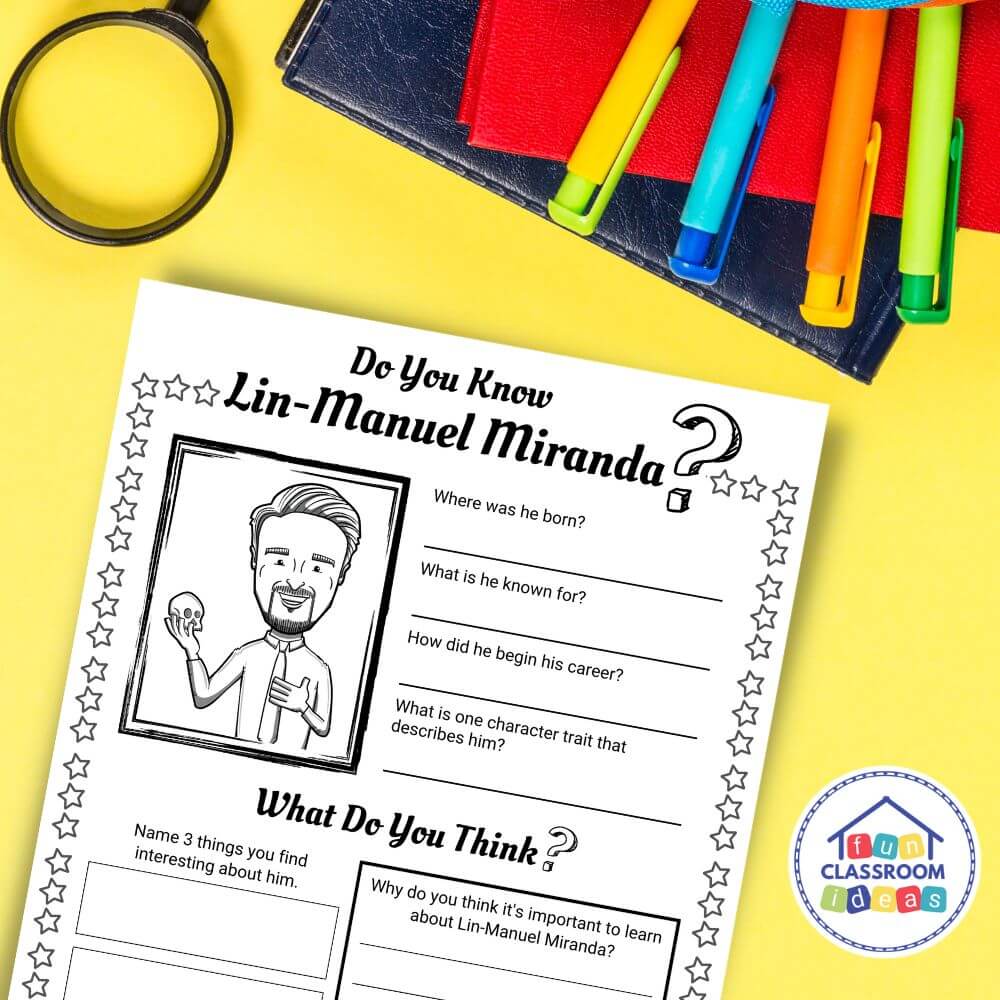 Lin-Manuel Miranda worksheets lesson