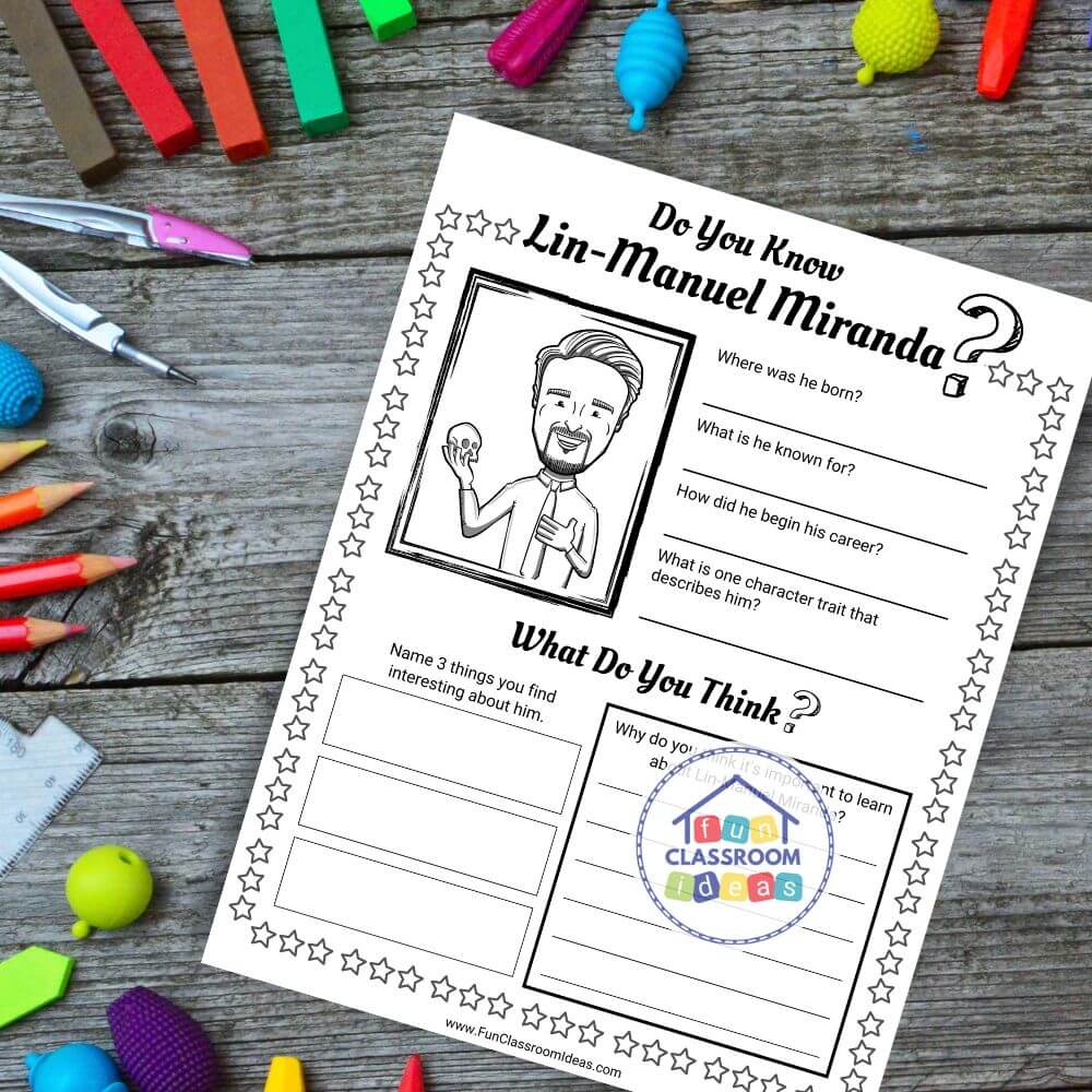 Lin-Manuel Miranda worksheets pdf