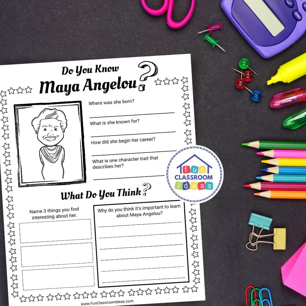 Maya Angelou free worksheet