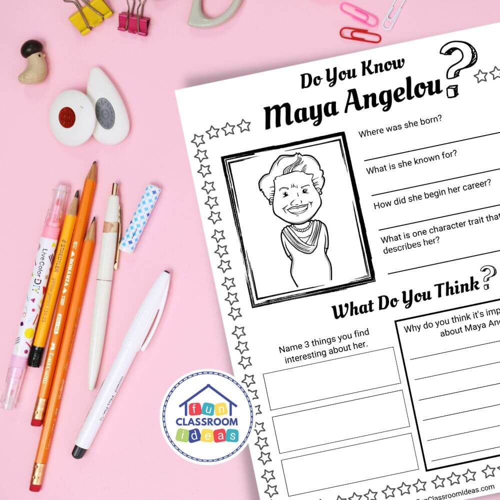 Maya Angelou worksheets lesson