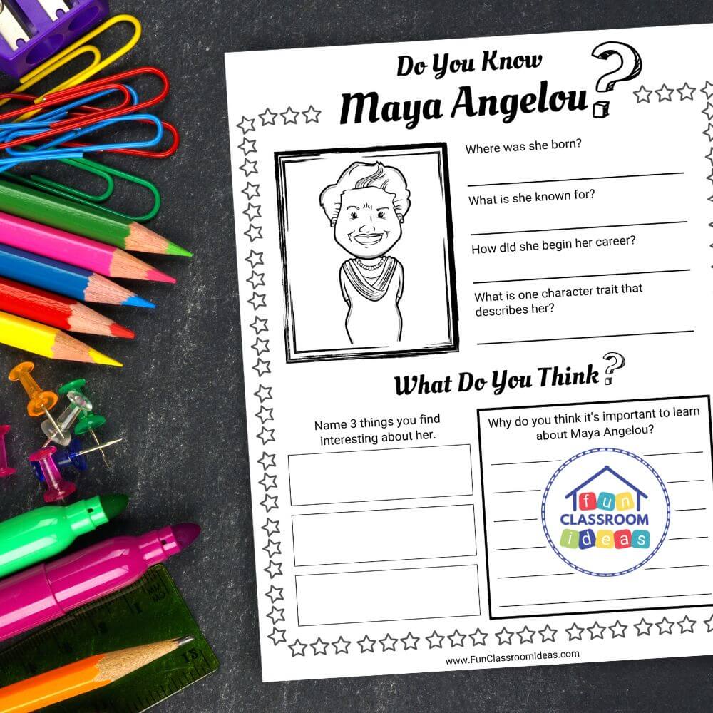 Maya Angelou worksheets pdf