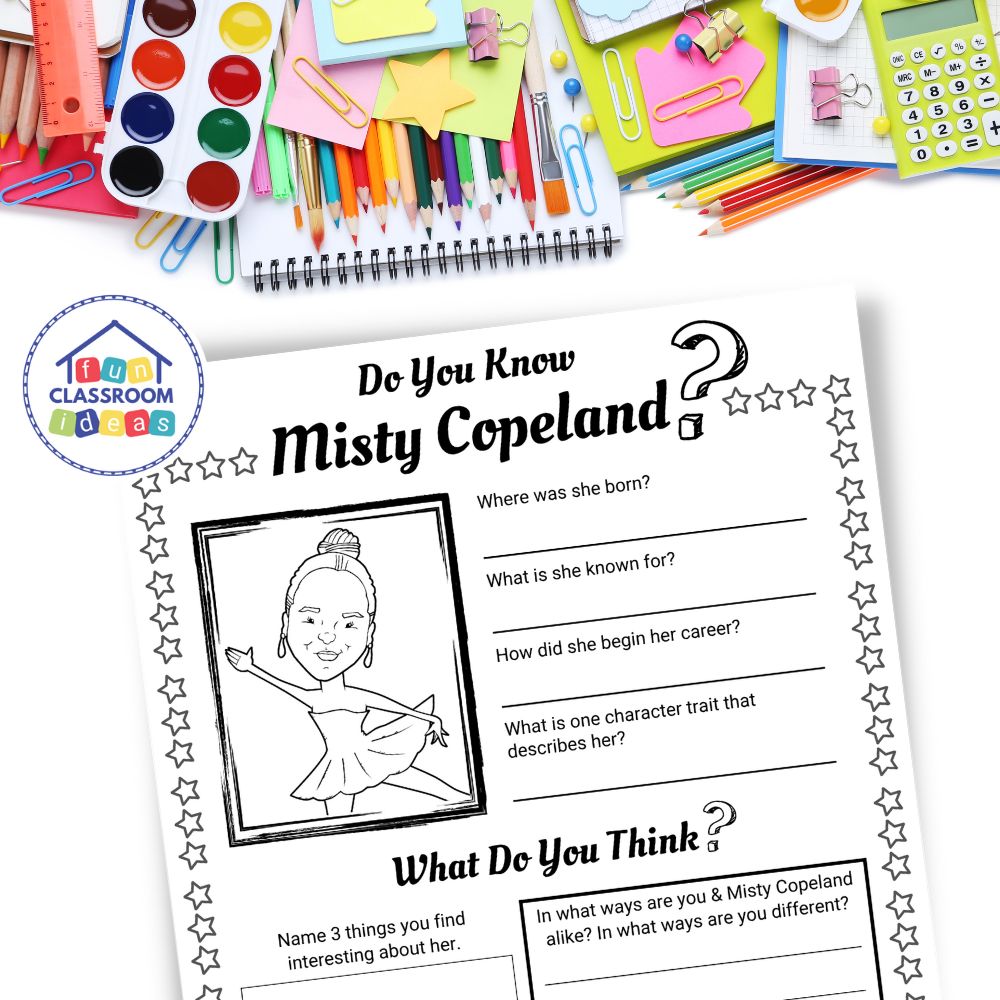 Misty Copeland free coloring worksheets