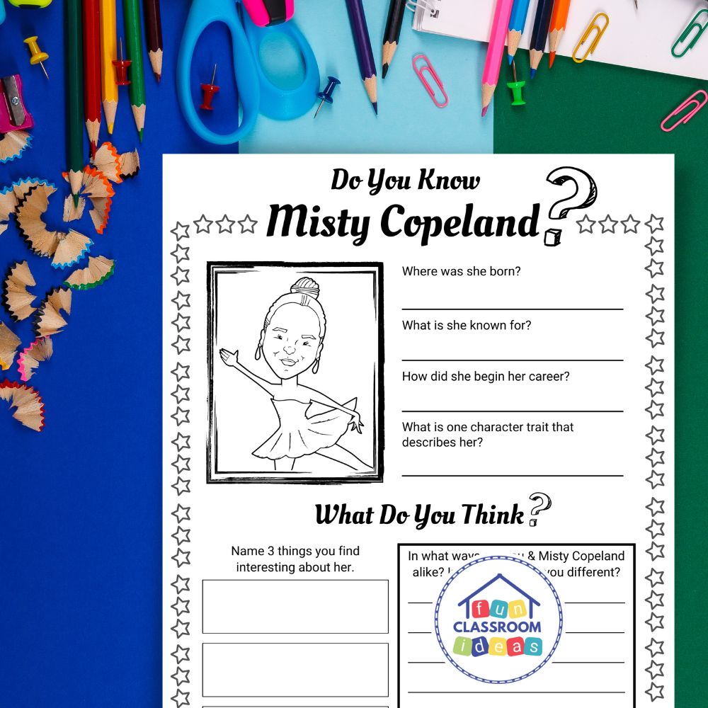 Misty Copeland free worksheet