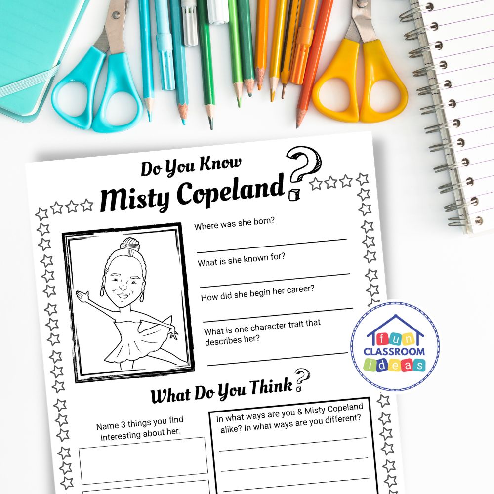 Misty Copeland handout free for kids