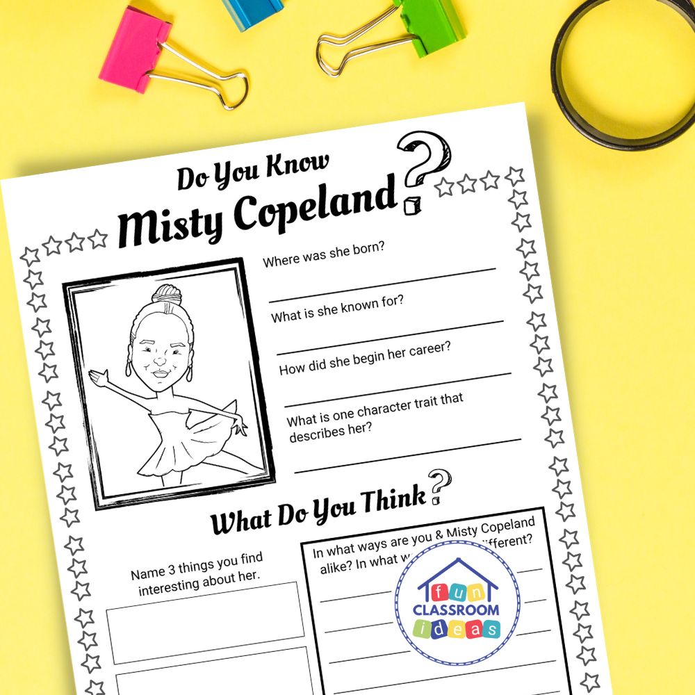 Misty Copeland worksheets coloring page