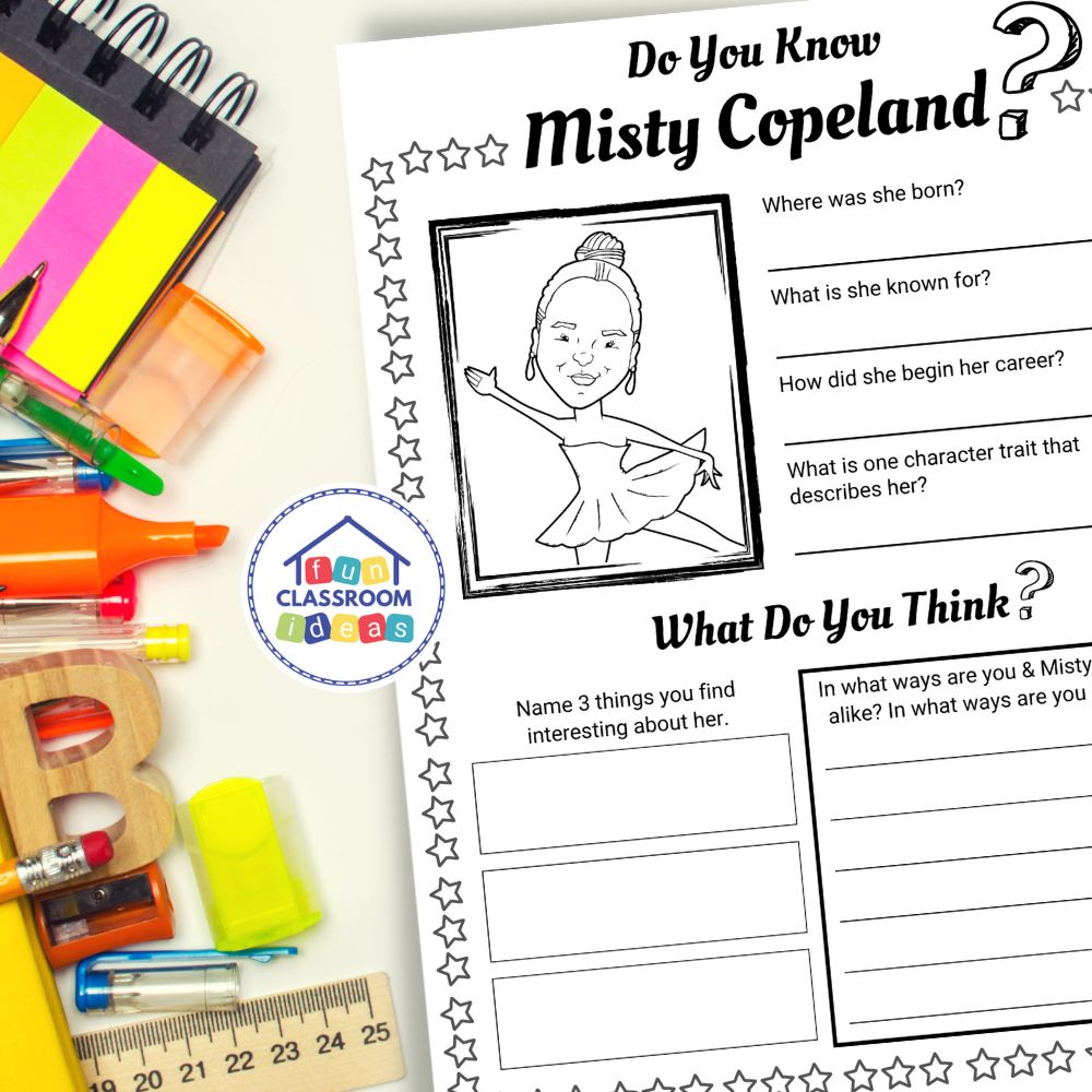 Misty Copeland worksheets interactive worksheet