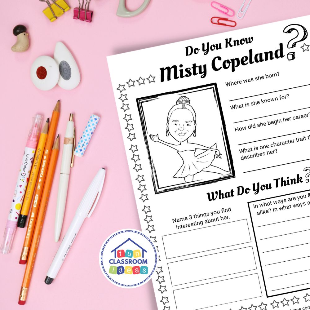 Misty Copeland worksheets lesson