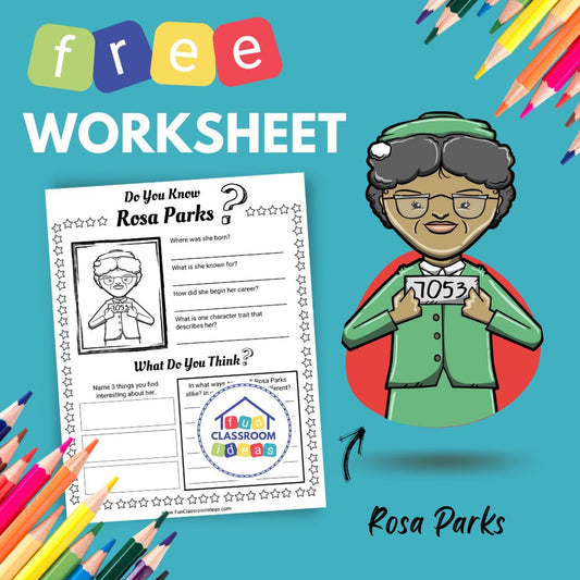 Rosa Parks bio worksheet for kids