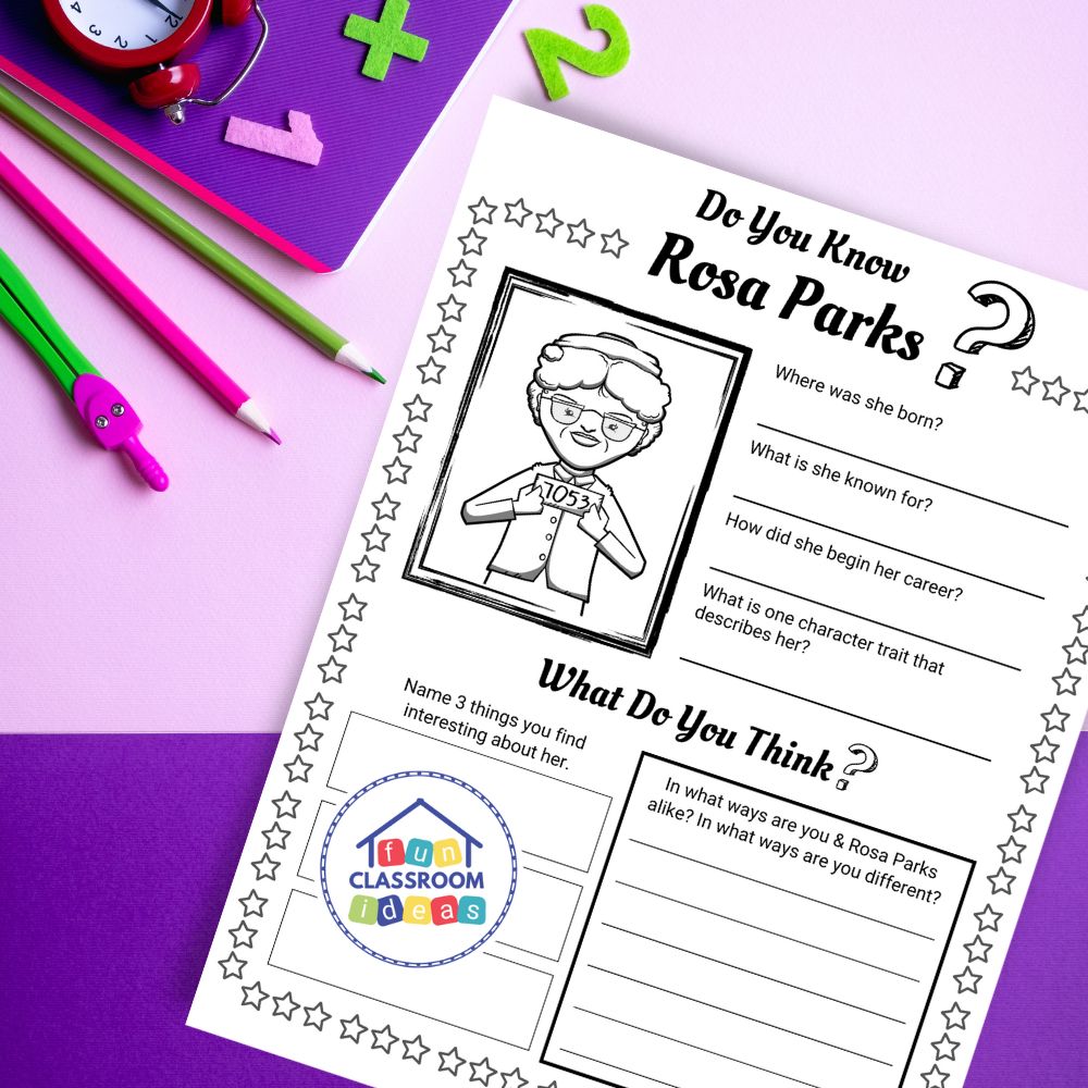 Rosa Parks coloring worksheets