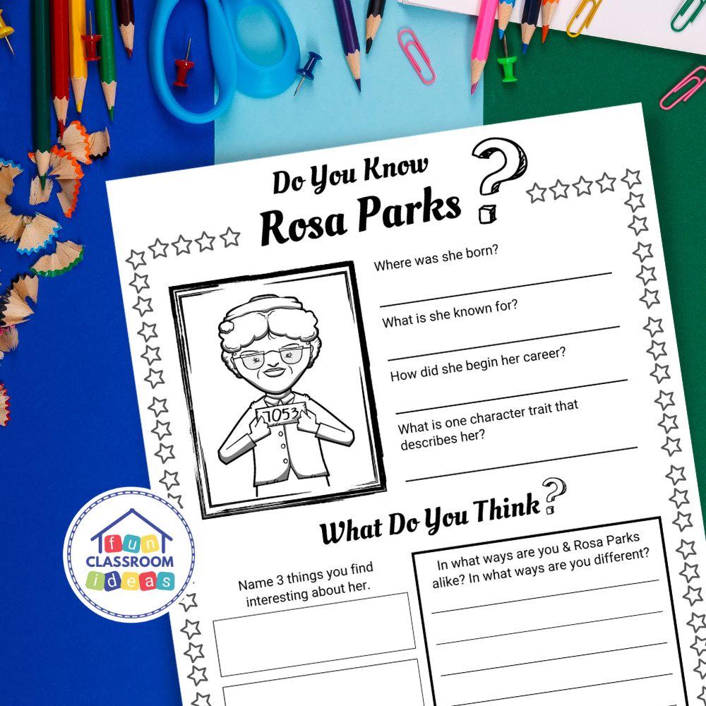 Rosa Parks worksheets coloring page