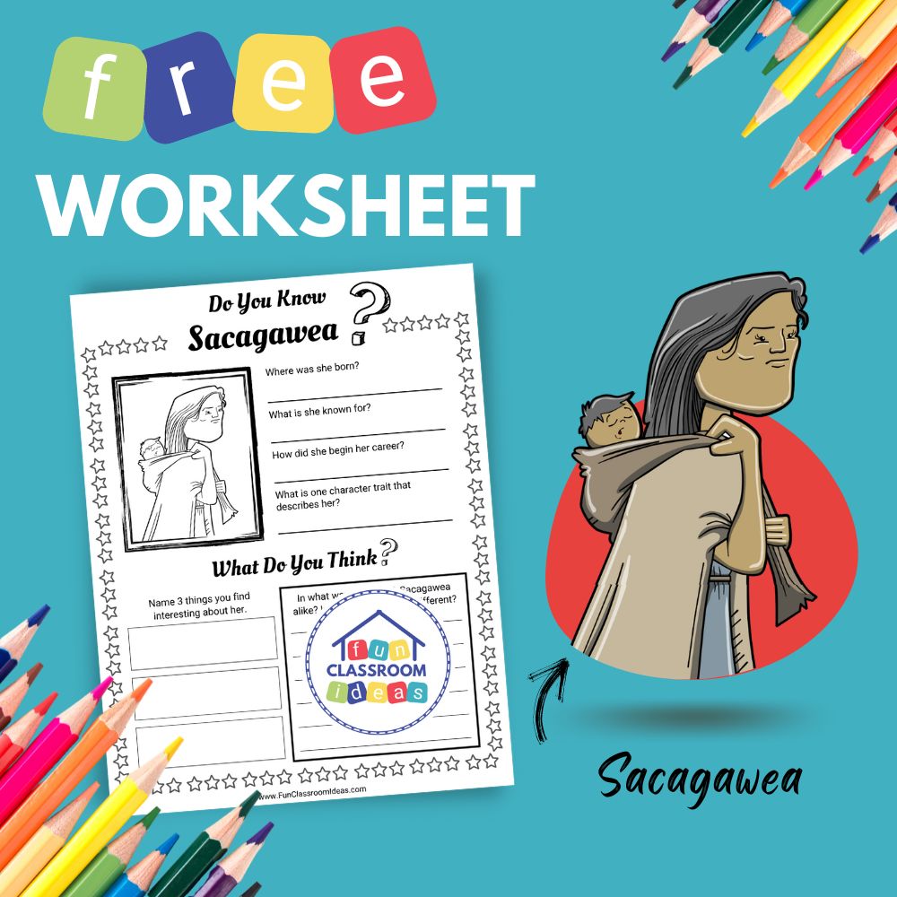 Sacagawea bio worksheet for kids