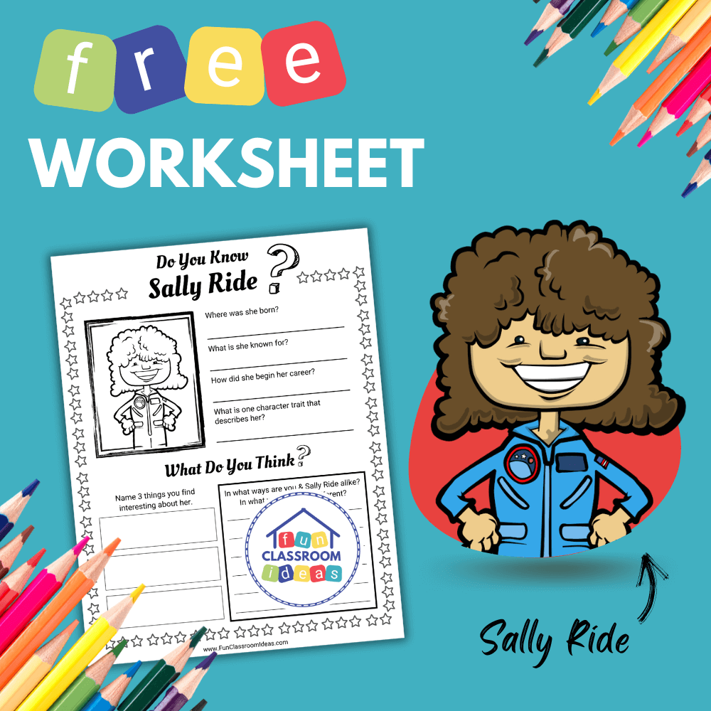 Sally Ride free worksheet activity for kids